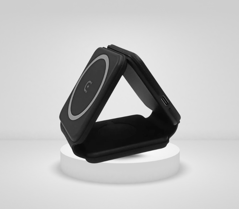 Karikues Magnetik Wireless 3 në 1 i Palosshëm, magnetik dhe praktik, për shtëpi, zyrë dhe udhëtime, ngjyrë e zezë